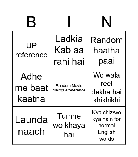 Faizan Bingo Card