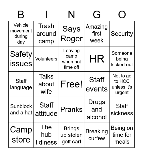 Paul Cade Bingo Card