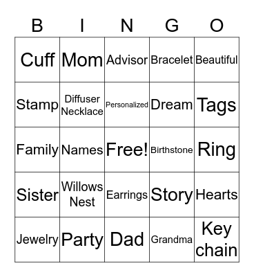 Willows Nest Bingo Card