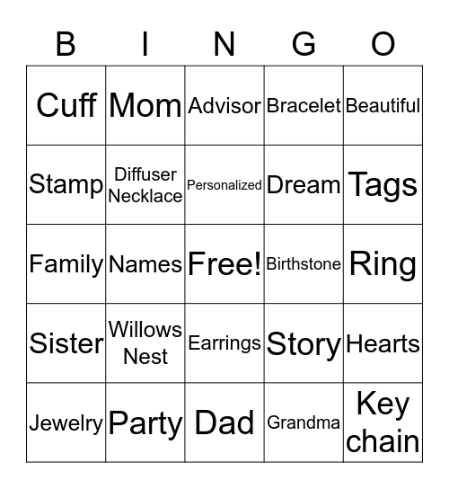 Willows Nest Bingo Card