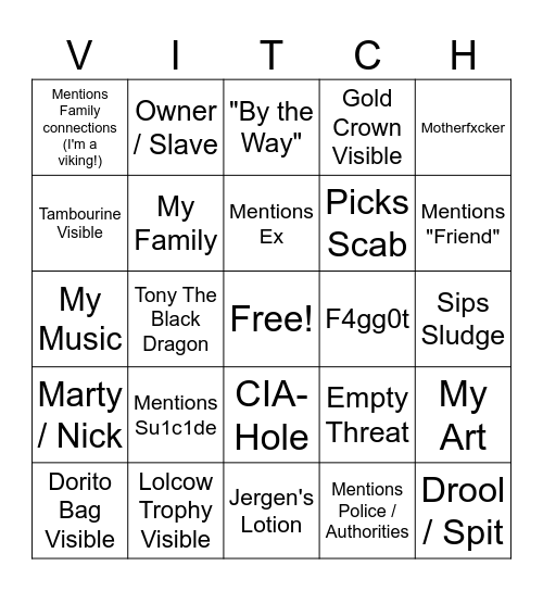 LOLCOW CLOWN BINGO Card