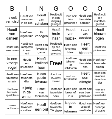 Kennismakings bingo Card
