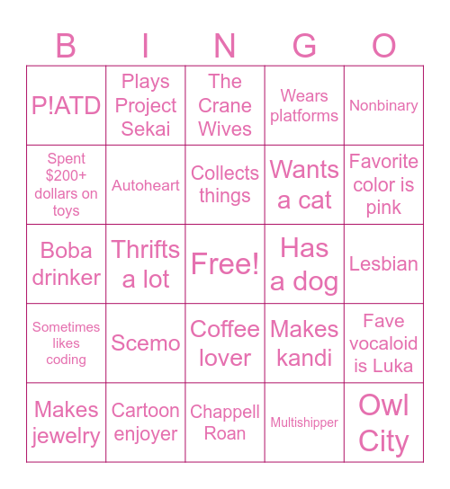 how similar are you to Millie Bingo Card