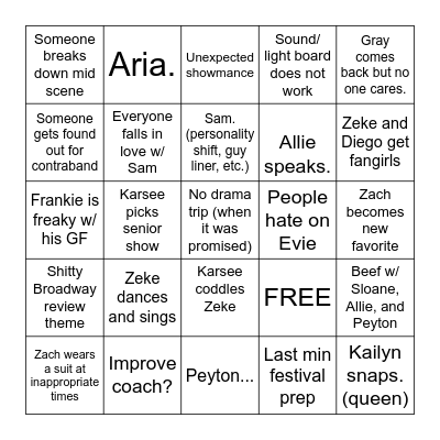 CEHS Drama (2024-2025) Bingo Card