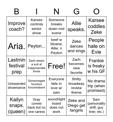 CEHS Drama (2024-2025) Bingo Card