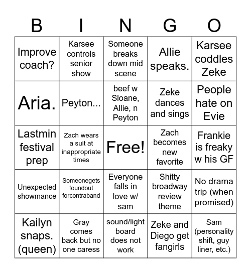 CEHS Drama (2024-2025) Bingo Card