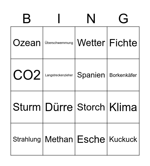 Klima Bingo Card