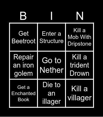 Minecraft Bingo Card