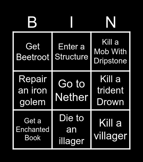 Minecraft Bingo Card