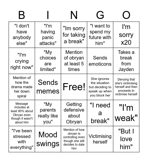 Lovisa BLOCK🚫 card Bingo Card