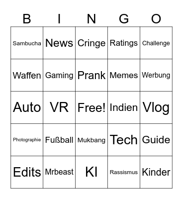 YT-Shorts Bingo Card