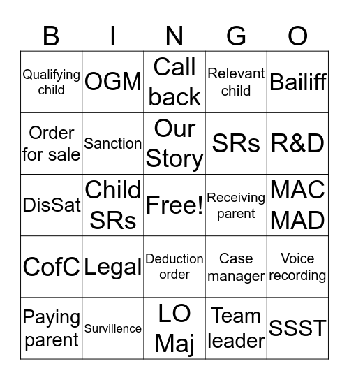 Legal Bingo Card