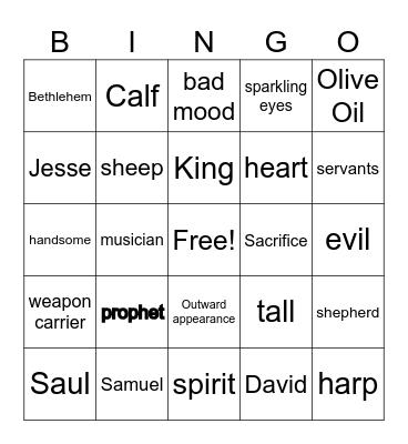 David is Anointed King Bingo Card