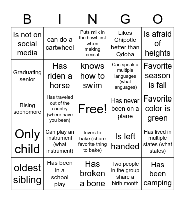 Online Terp Young Scholars 2024 Bingo Card