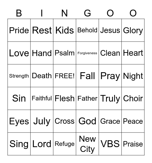 New City Church Bingo Card