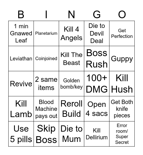TBOI Bingo Card