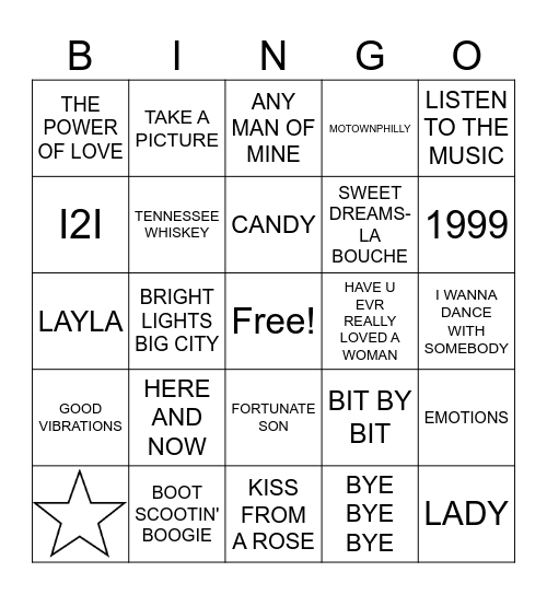 Mix Tape Bingo Card