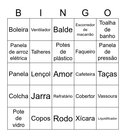 Chá da Mariana e do Matheus Bingo Card