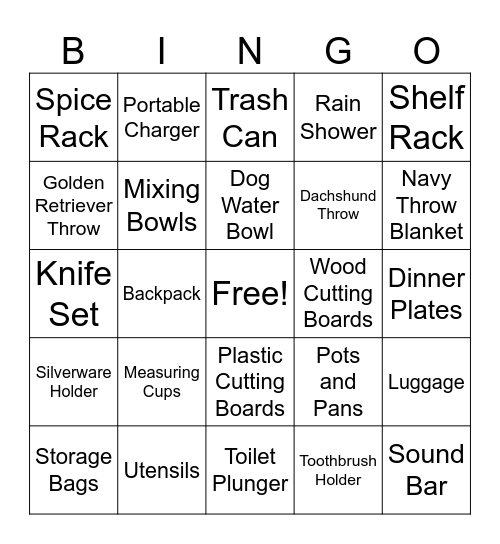 Alyssa's Bridal Bingo Card