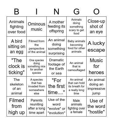 Planet Earth II (Islands) Bingo Card