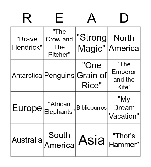 Around the World Bingo Card