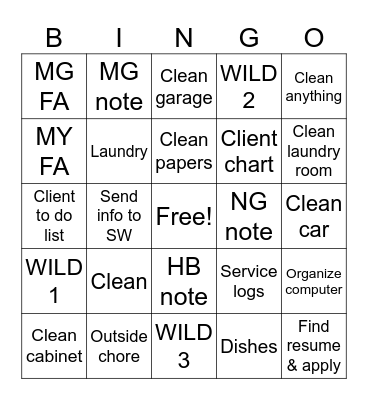 10 min. To-Do Bingo Card