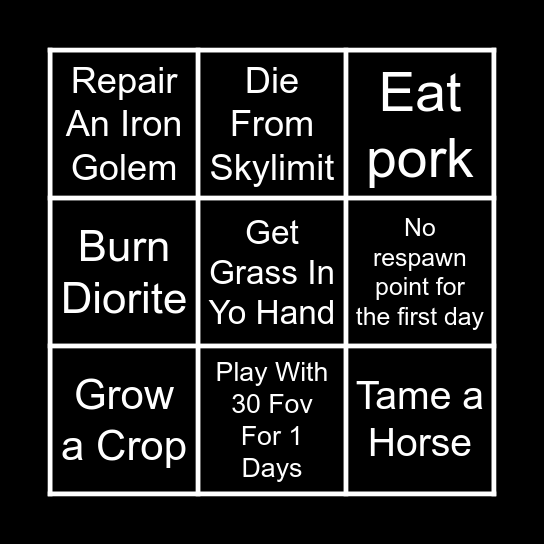 Minecraft Bingo Card