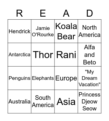 Around the World Bingo Card