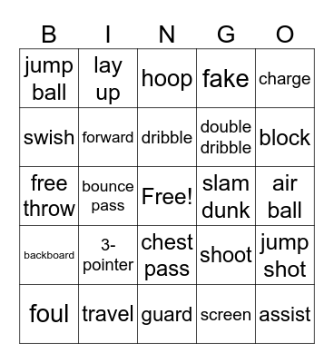 Basketball Bingo Card