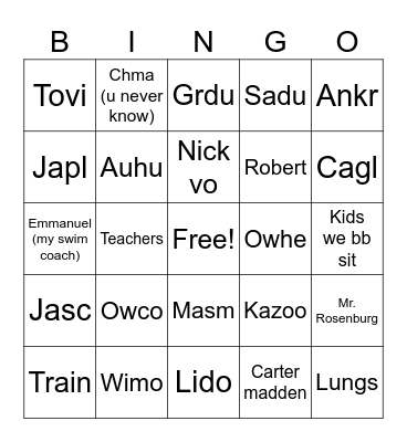 Ops tonight! Bingo Card