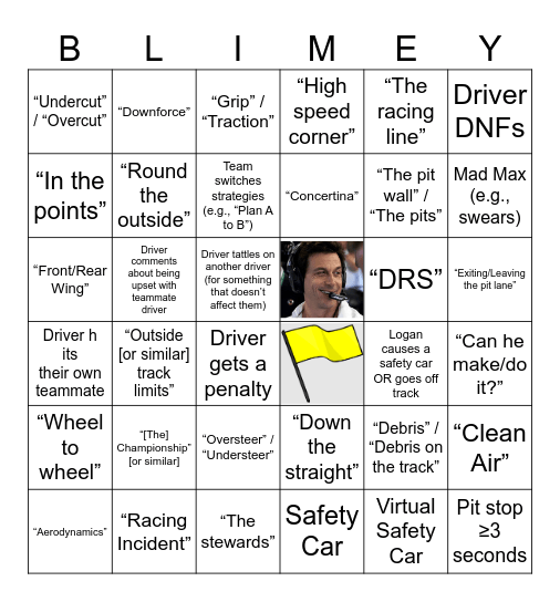 *Oy!*   F1 Bingo   *Oy!* Bingo Card