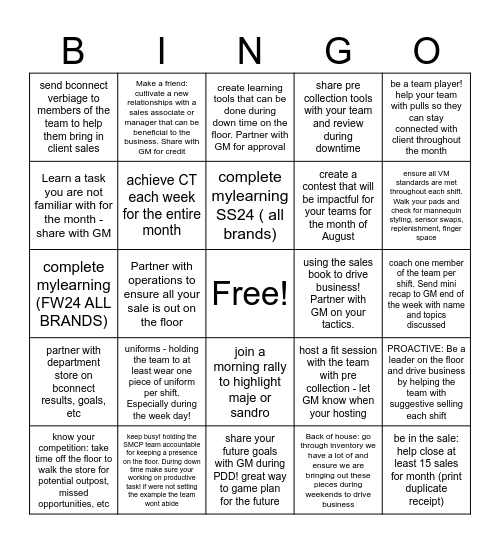 SMCP LEADER BINGO Card