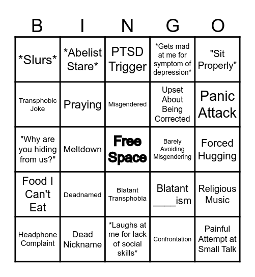 Family Bingo Card