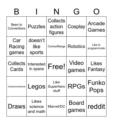 Ultimate Nerd Bingo Card