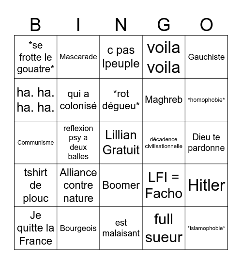 Lillian watch party Bingo Card