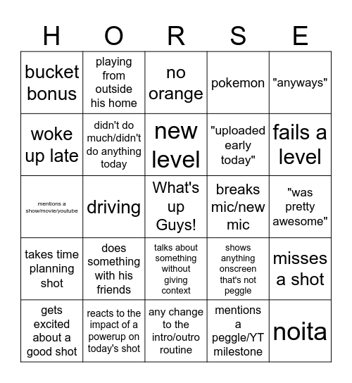 Dumbboard Bingo Card