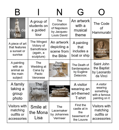 The Louvre Bingo Card