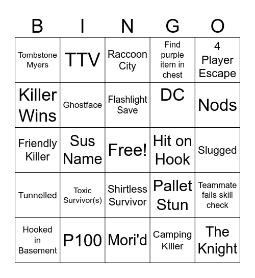 Survivor Bingo Card