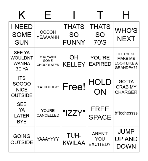 KEITH BINGO Card