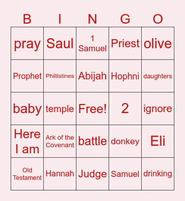 SAMUEL Bingo Card