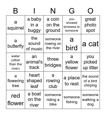 Riverwalk Bingo Card Bingo Card