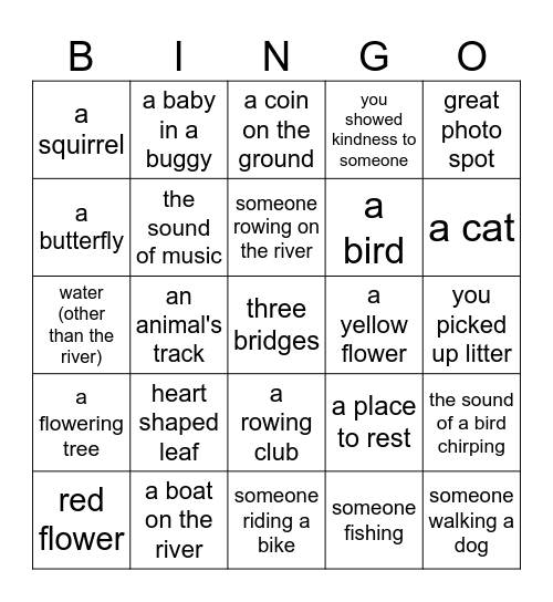 Riverwalk Bingo Card Bingo Card