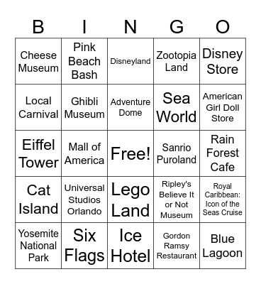 Where Will She Go? Bingo Card