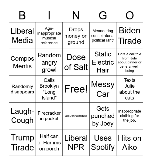 Tim Bingo Card