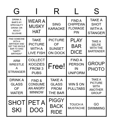 Big Chip Pub Crawl Bingo Card