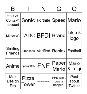 Twitter Videos Bingo Card