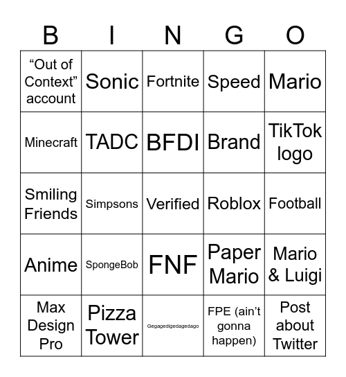 Twitter Videos Bingo Card