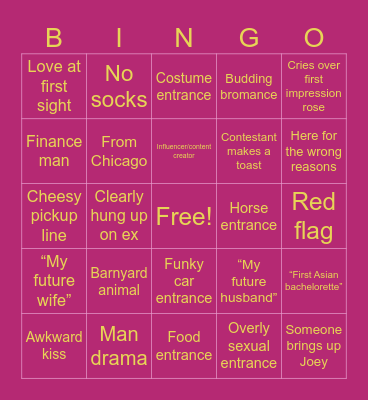 Bachelorette (Jenn’s version) Bingo Card