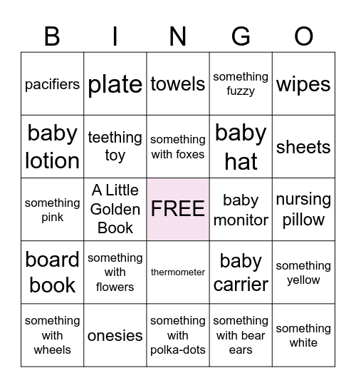 Baby Gift Bingo! Bingo Card