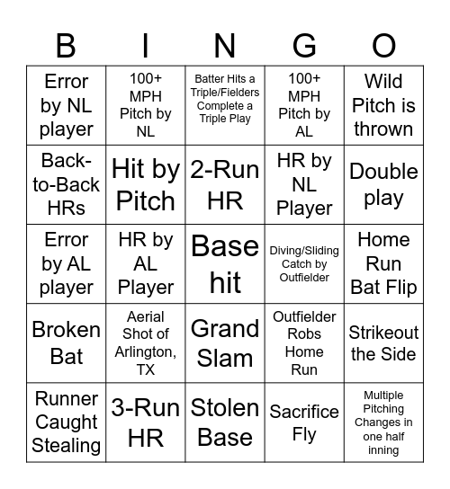 All-Star Gala Bingo Card